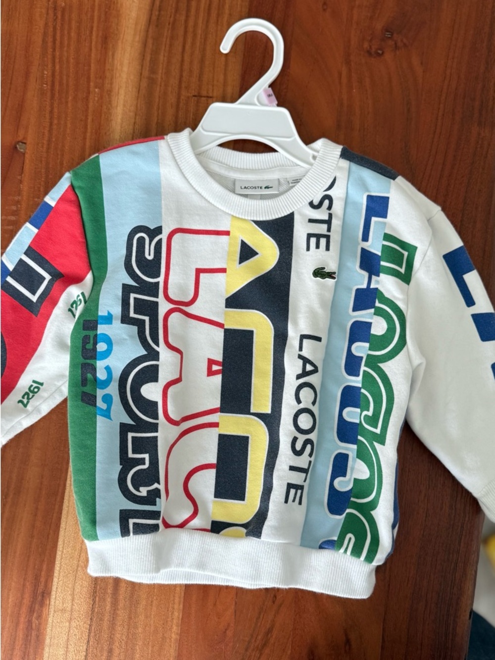 Lacoste Kids Multicolor Striped Logo Sweatshirt - Vintage 
Size 2T